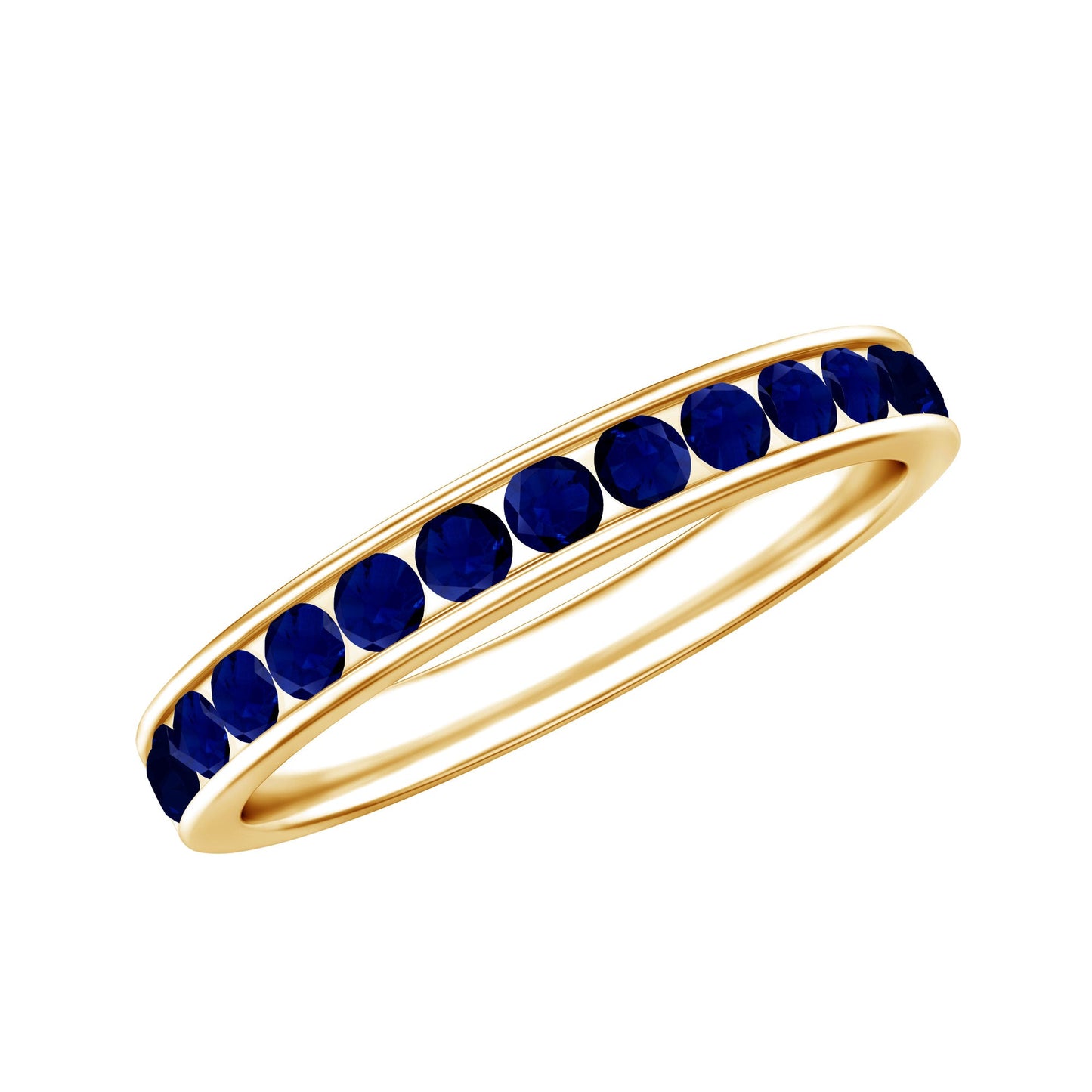 Natural Blue Sapphire Half Eternity Stackable Ring for Women