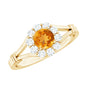 Genuine Citrine Diamond Flower Engagement Ring with Split Shank