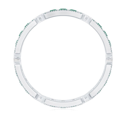 Natural Emerald Eternity Wedding Band with Milgrain Detail
