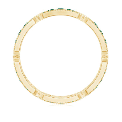 Natural Emerald Eternity Wedding Band with Milgrain Detail