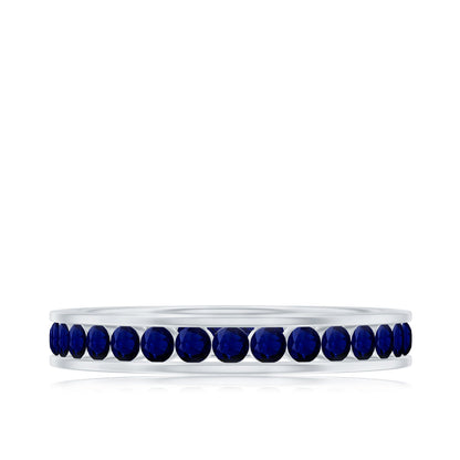 Natural Blue Sapphire Eternity Stackable Ring for Women