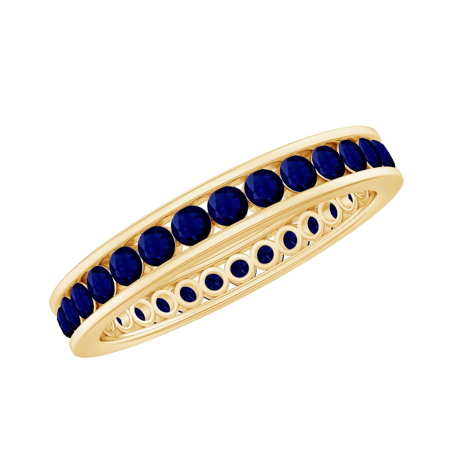 Natural Blue Sapphire Eternity Stackable Ring for Women
