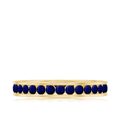 Natural Blue Sapphire Eternity Stackable Ring for Women