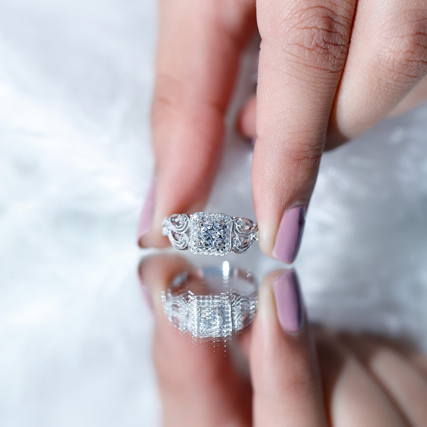 Certified Moissanite Art Deco Engagement Ring for Women