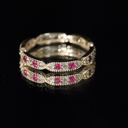 Real Ruby Diamond Eternity Ring for Anniversary