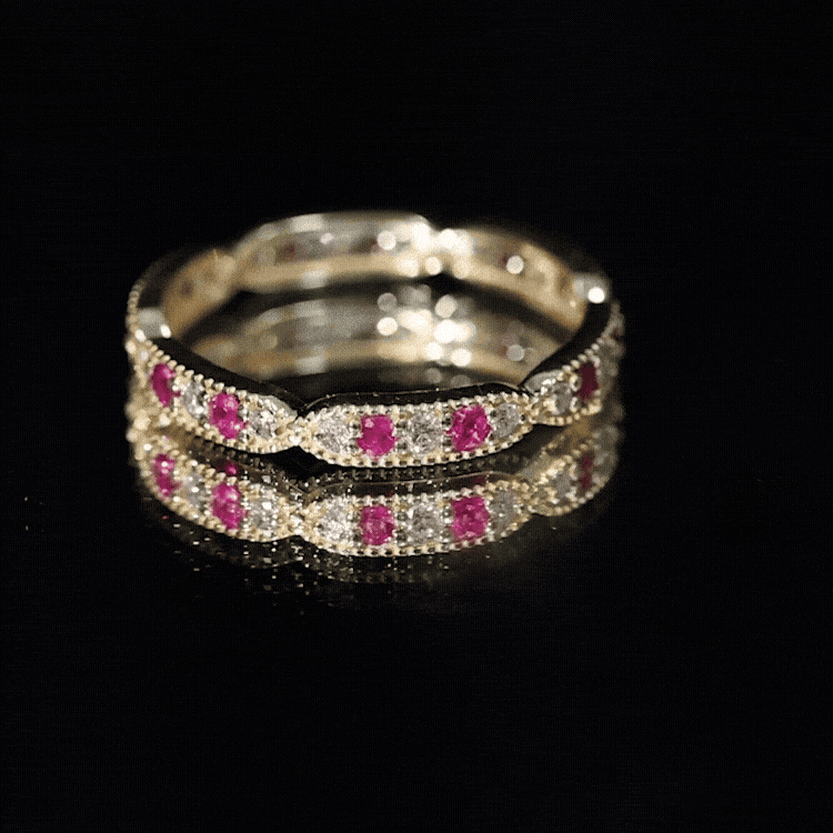 Real Ruby Diamond Eternity Ring for Anniversary