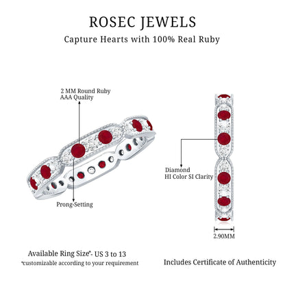 Real Ruby Diamond Eternity Ring for Anniversary