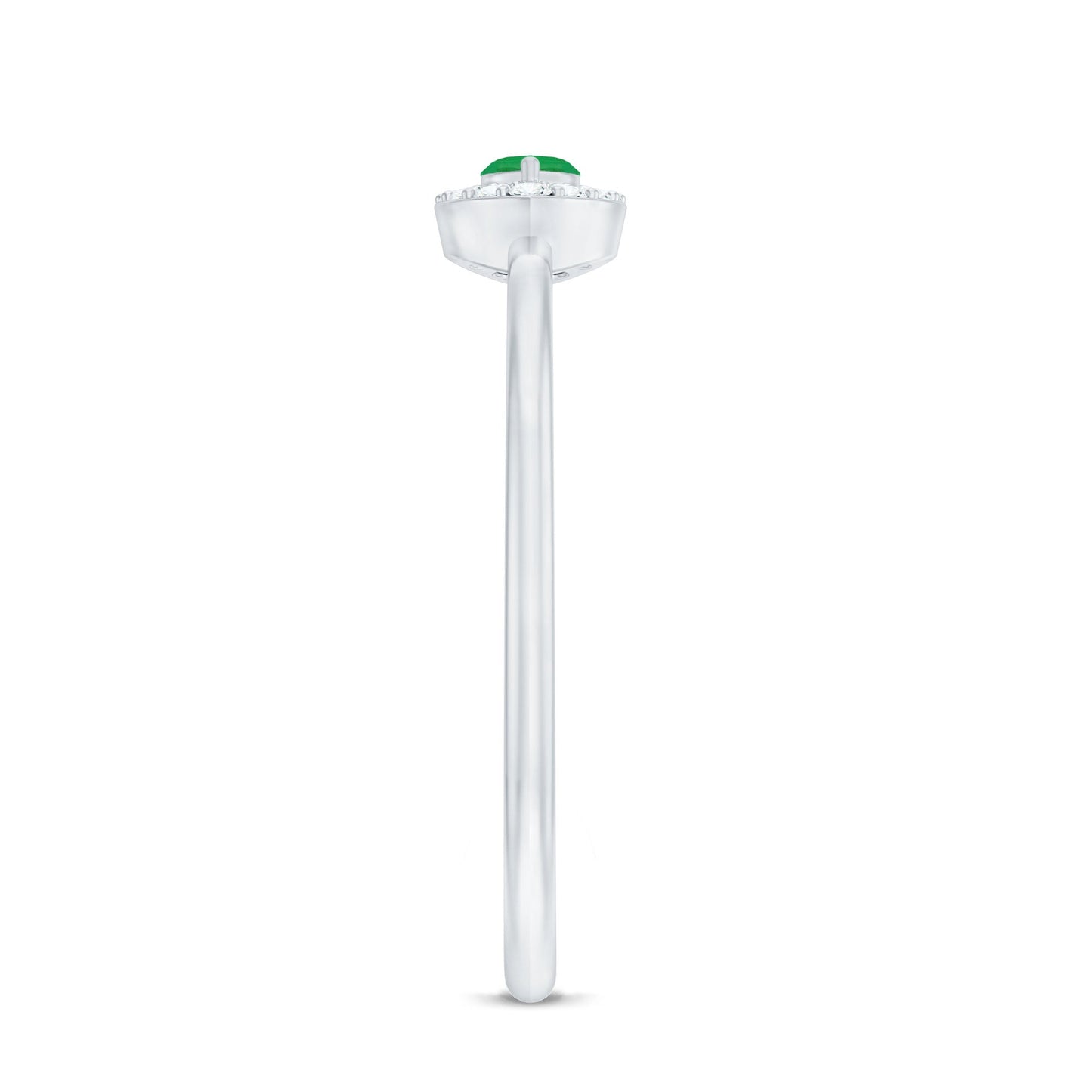 Marquise Emerald East West Promise Ring with Diamond Halo