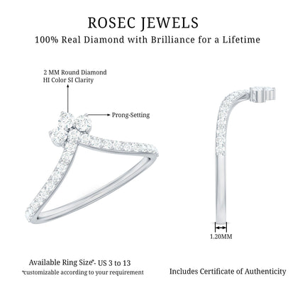 Real Diamond Curved Enhancer Ring for Women