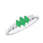 Marquise Emerald and Diamond 3 Stone Anniversary Ring for Women