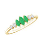 Marquise Emerald and Diamond 3 Stone Anniversary Ring for Women