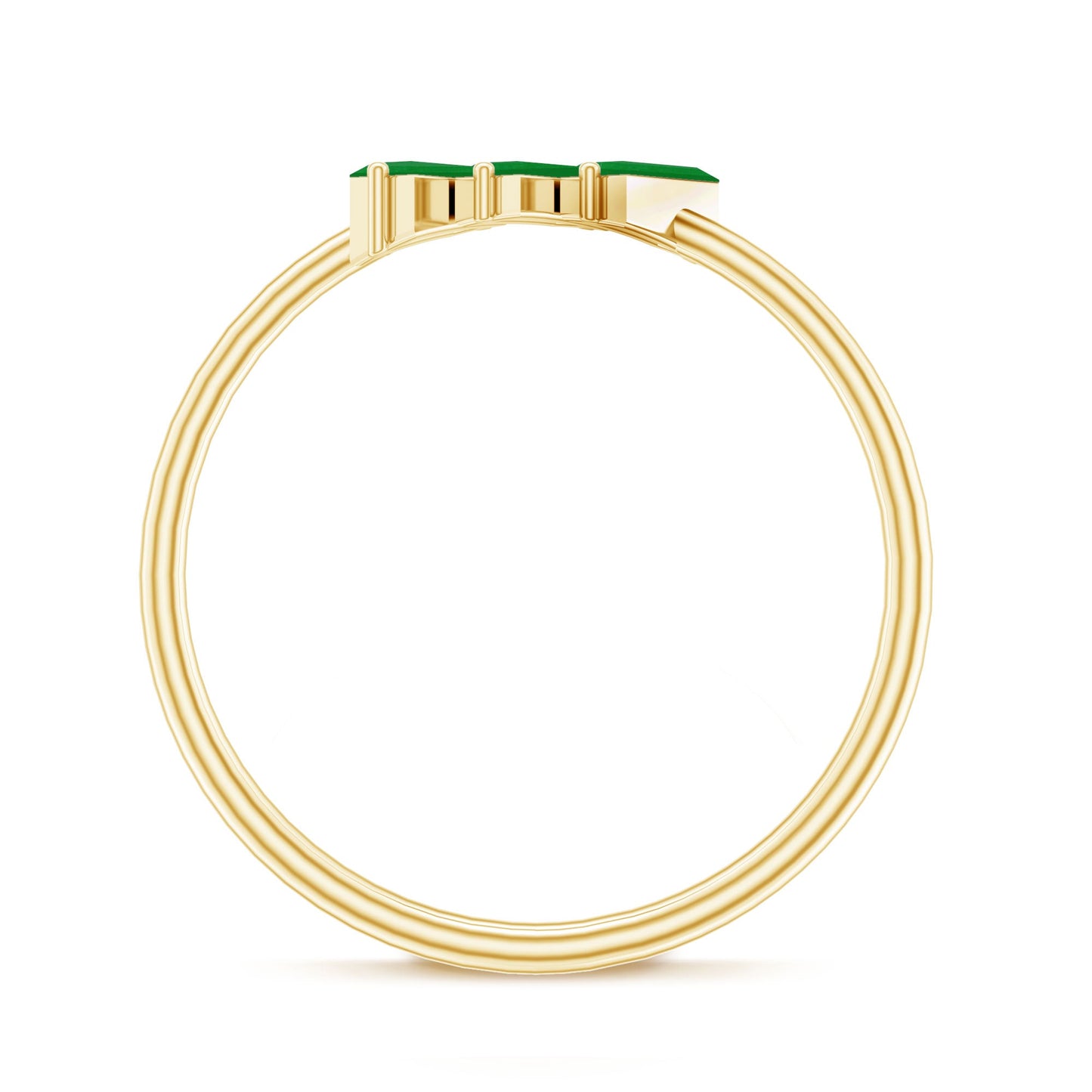 Baguette Cut Real Emerald Three Stone Promise Ring