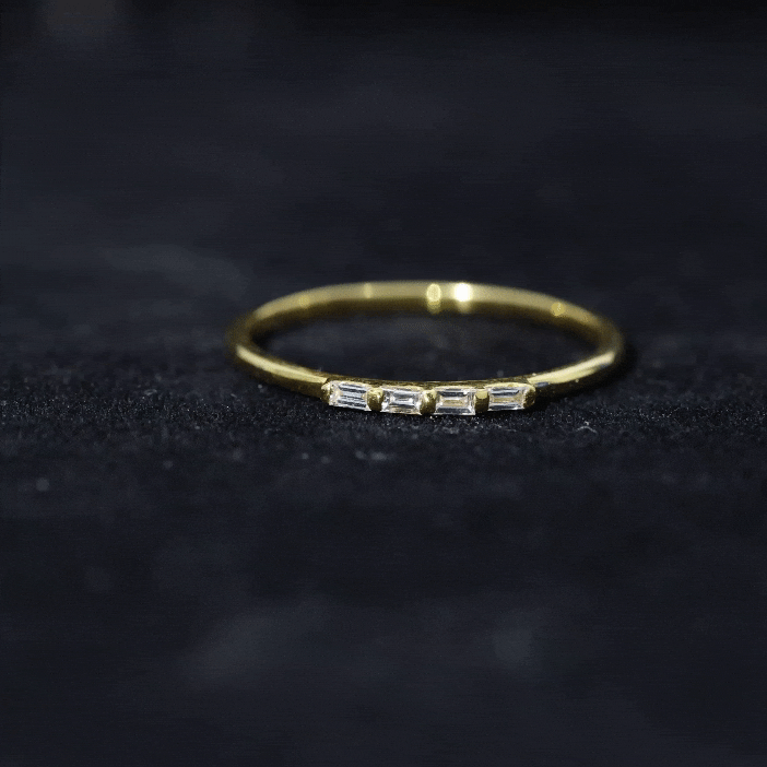 Baguette Cut Diamond Stackable Ring in Bar Setting