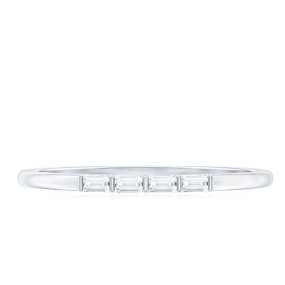 Baguette Cut Diamond Stackable Ring in Bar Setting