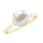 Real 7.48 Carat Freshwater Pearl Solitaire Engagement Ring with Diamond
