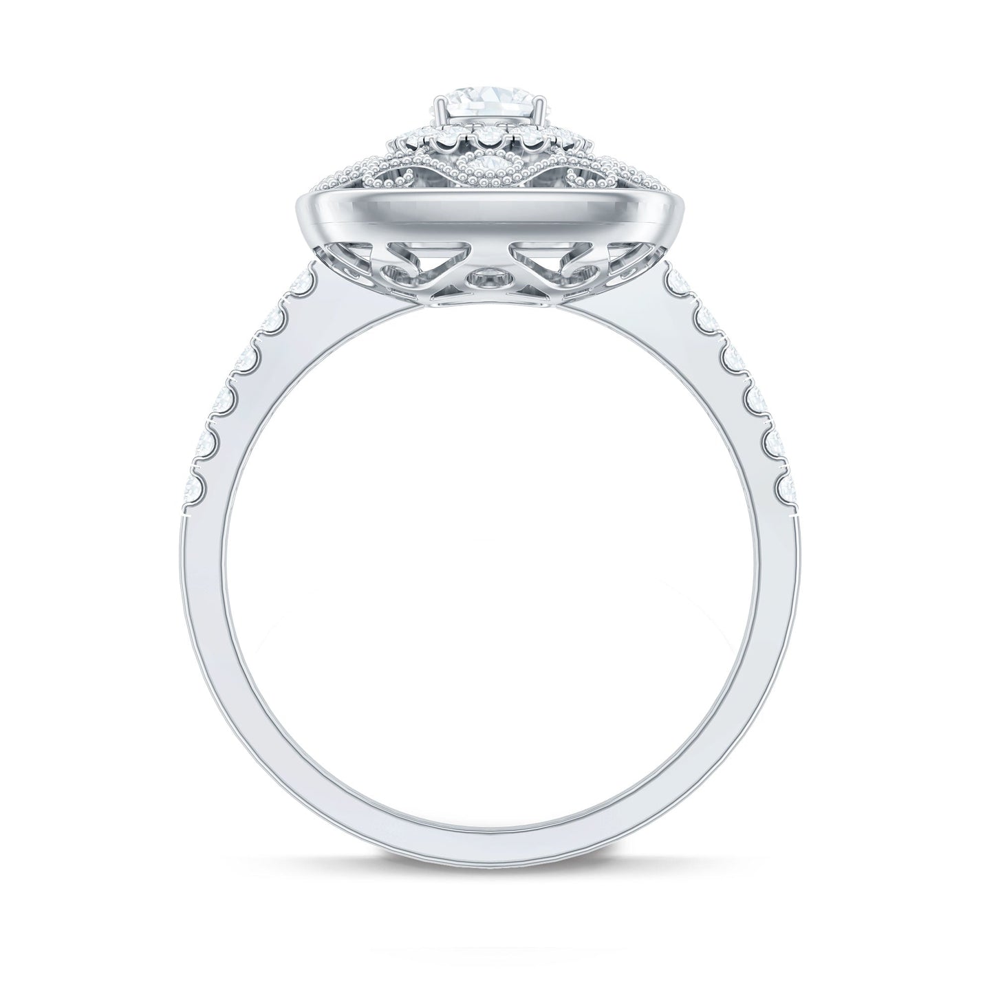 Moissanite Statement Engagement Ring with Milgrain Detailing