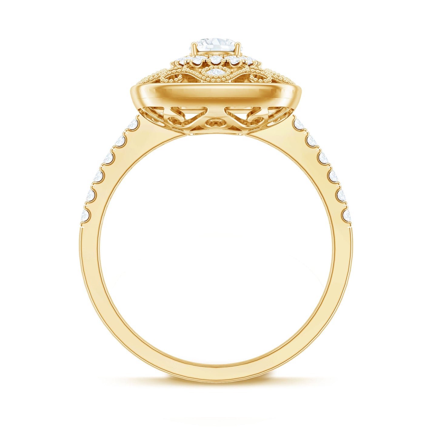 Moissanite Statement Engagement Ring with Milgrain Detailing