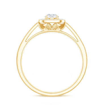 Moissanite Round Halo Engagement Ring with Certificate