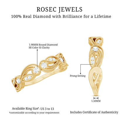 Diamond Band Ring with Milgrain Details