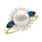 8MM Freshwater Cultured Pearl Designer Engagement Ring with Blue Topaz