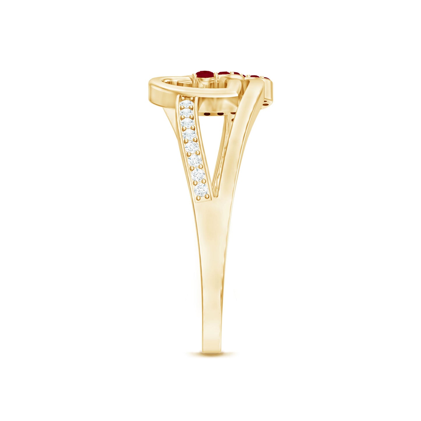 Natural Ruby Diamond Double Heart Promise Ring for Women
