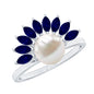 Cultured 3 Carat Freshwater Pearl Engagement Ring with Blue Sapphire