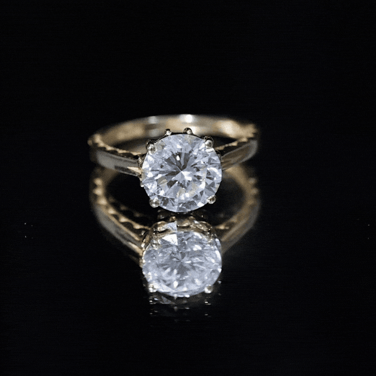 2 Carat Round Cut Moissanite Engagement Ring with Milgrain Detailing