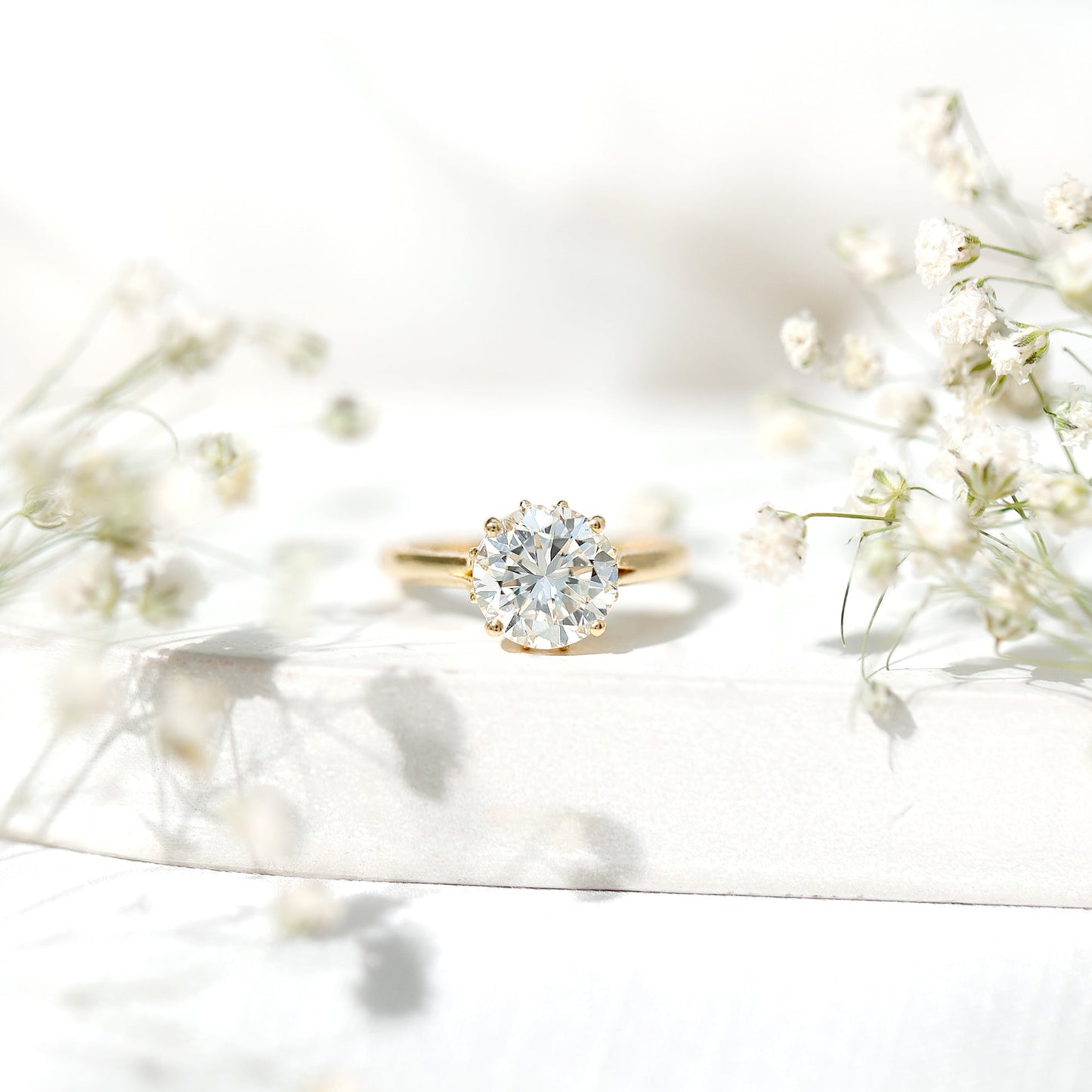 2 Carat Round Cut Moissanite Engagement Ring with Milgrain Detailing
