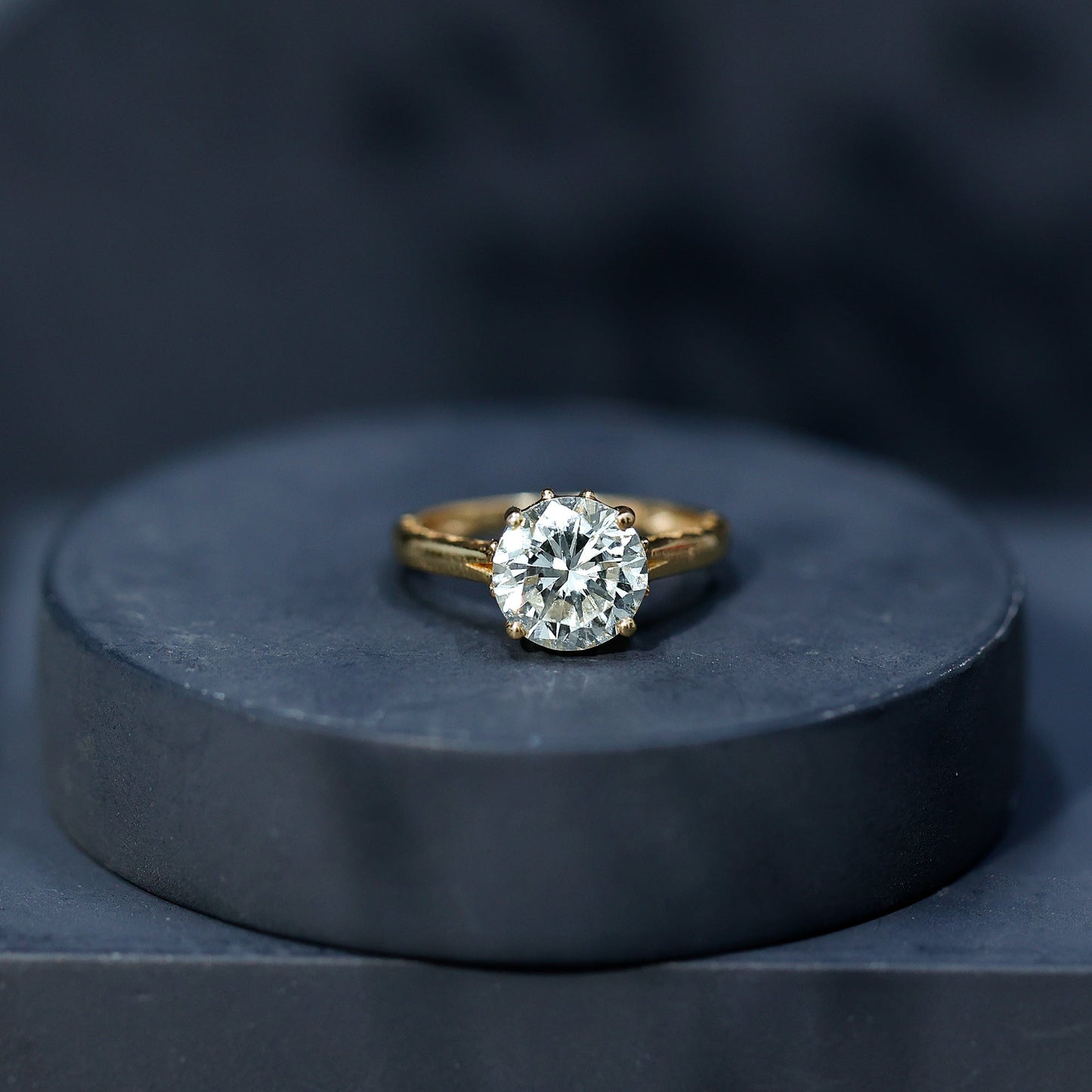 2 Carat Round Cut Moissanite Engagement Ring with Milgrain Detailing