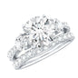 Certified 2 Carat Round Moissanite Bridal Ring Set For Wedding