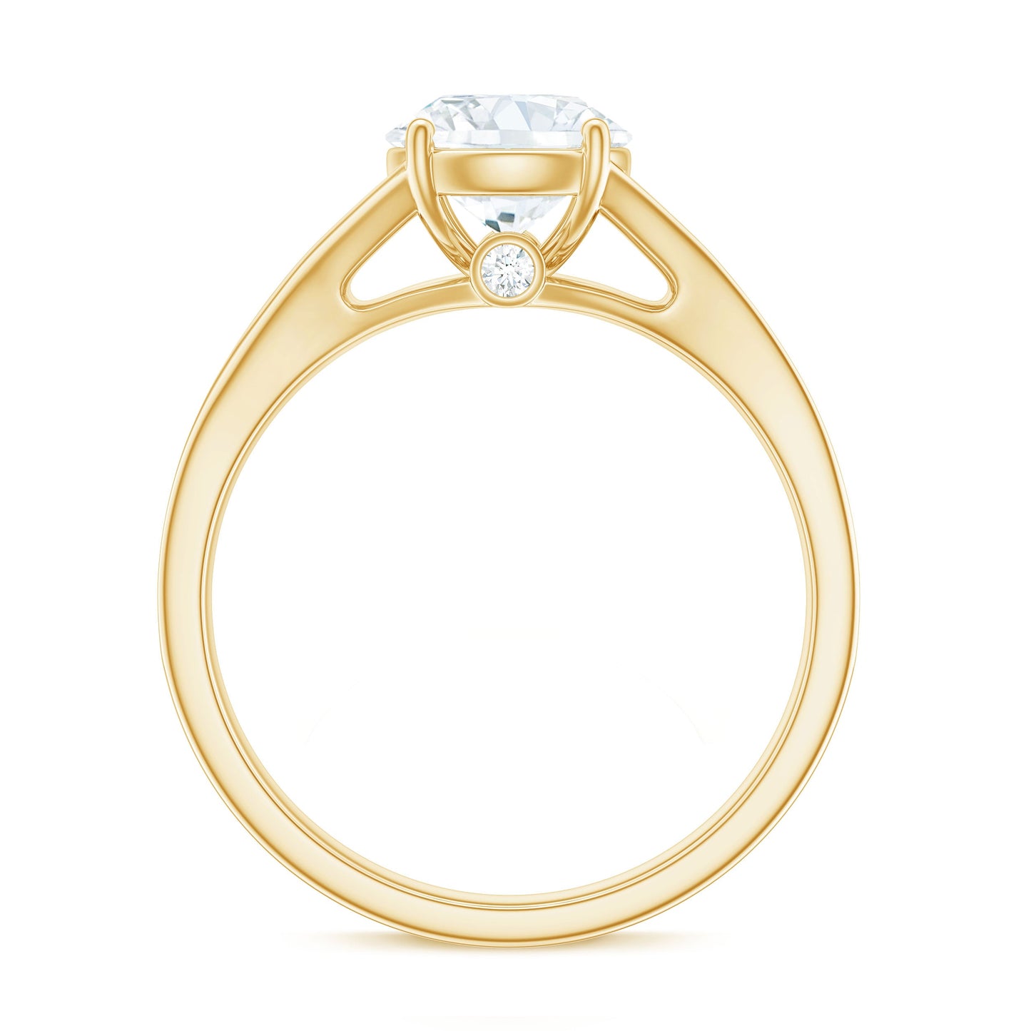 Round Moissanite Solitaire Engagement Ring with Split Shank