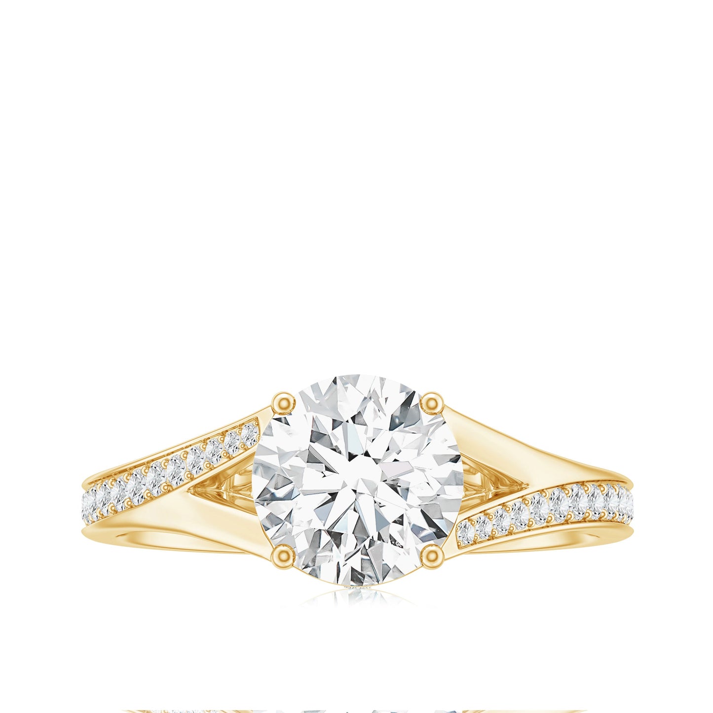 Round Moissanite Solitaire Engagement Ring with Split Shank