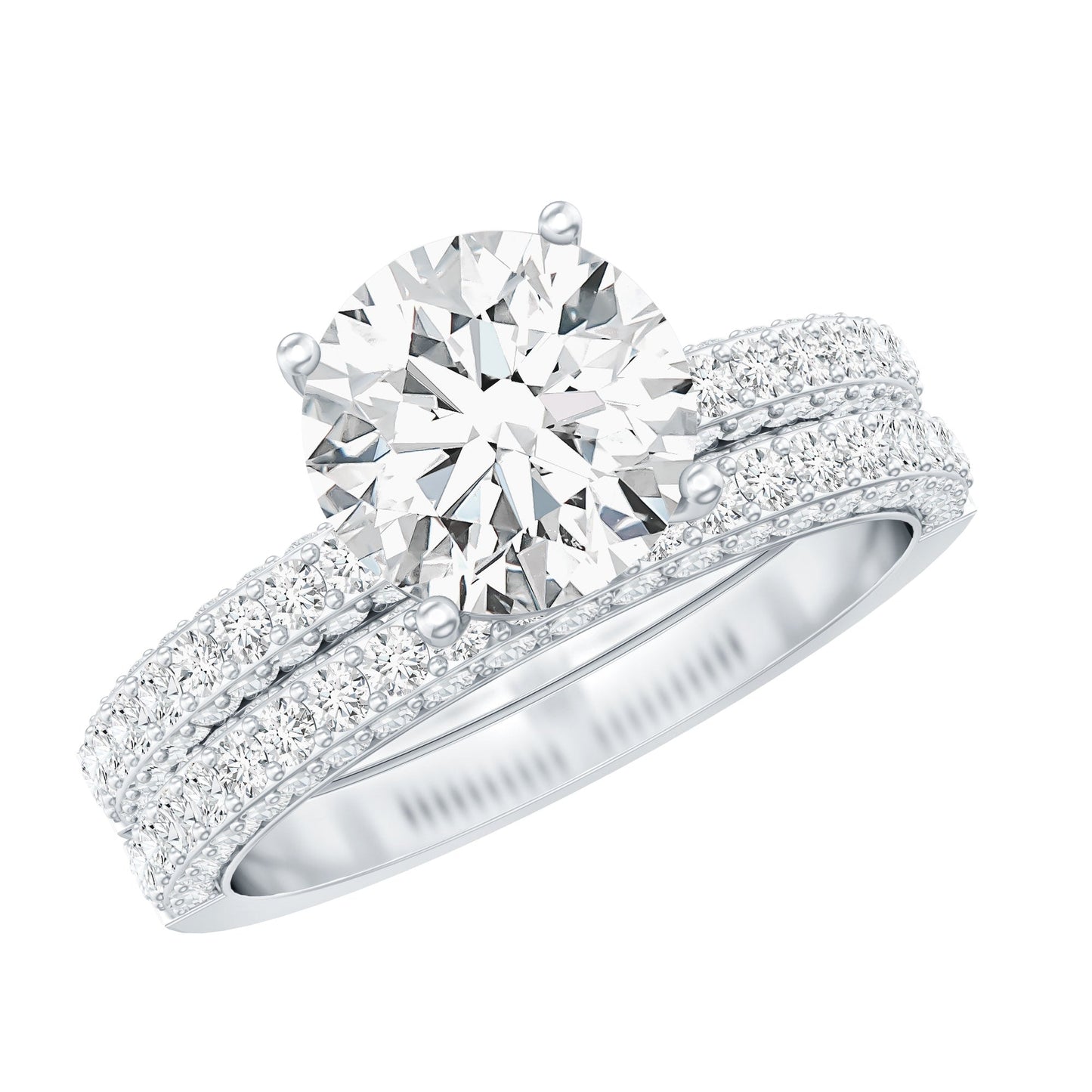 2 Carat Moissanite Engagement Ring with Wedding Band