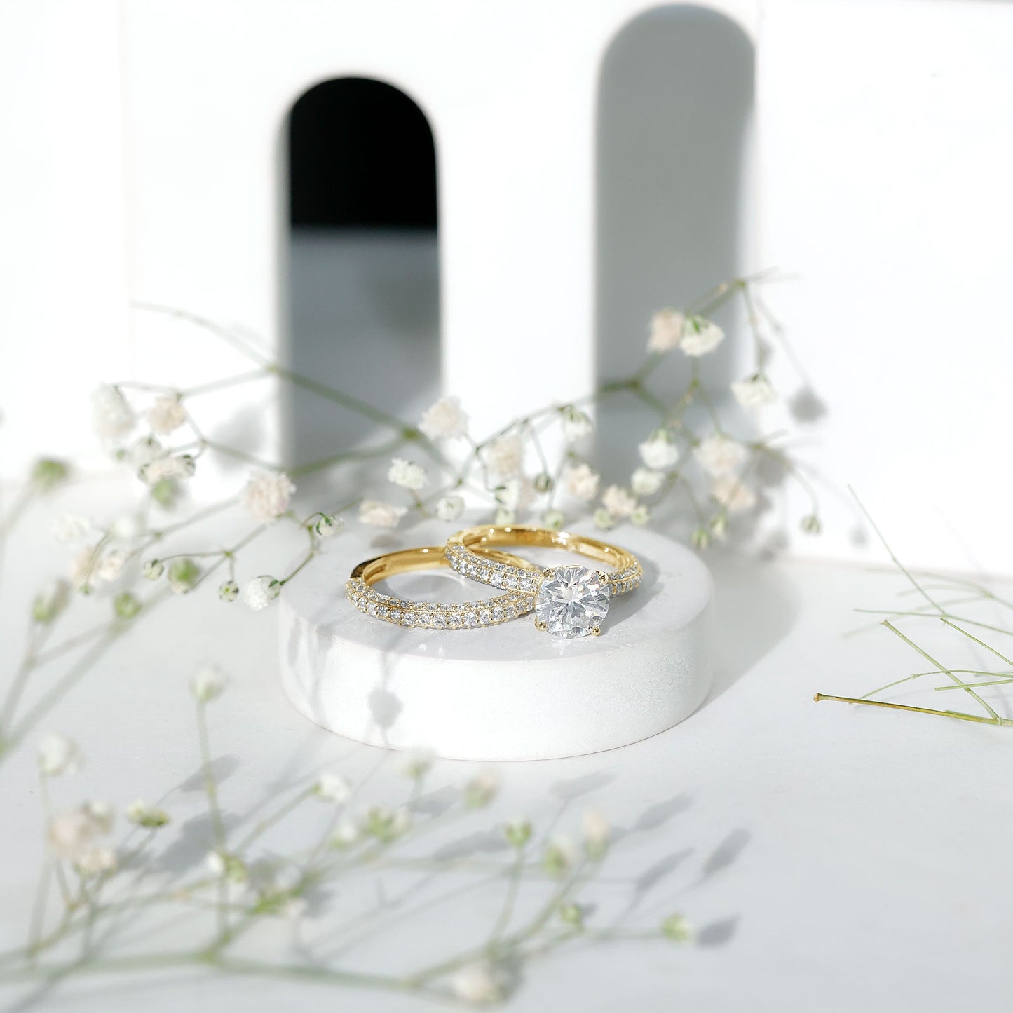 2 Carat Moissanite Engagement Ring with Wedding Band