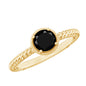 Solitaire 0.45 Carat Black Onyx Engagement Ring with Twisted Rope Design