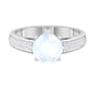 0.8 Carat Moonstone Solitaire and Diamond Side Stone Engagement Ring