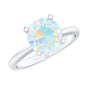 2 Carat Genuine Opalescent Hidden Halo Engagement Ring with Diamond