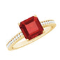 4.8 Carat Asscher Cut Lab Ruby Solitaire Engagement Ring with Diamond Side Stones