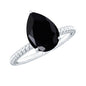 4.8 Carat Lab Grown Black Diamond Pear Shaped Engagement Ring With Surprise White Diamond