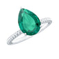 2 Carat Lab Created Emerald Pear Shape Engagement Ring with Surprise Diamond