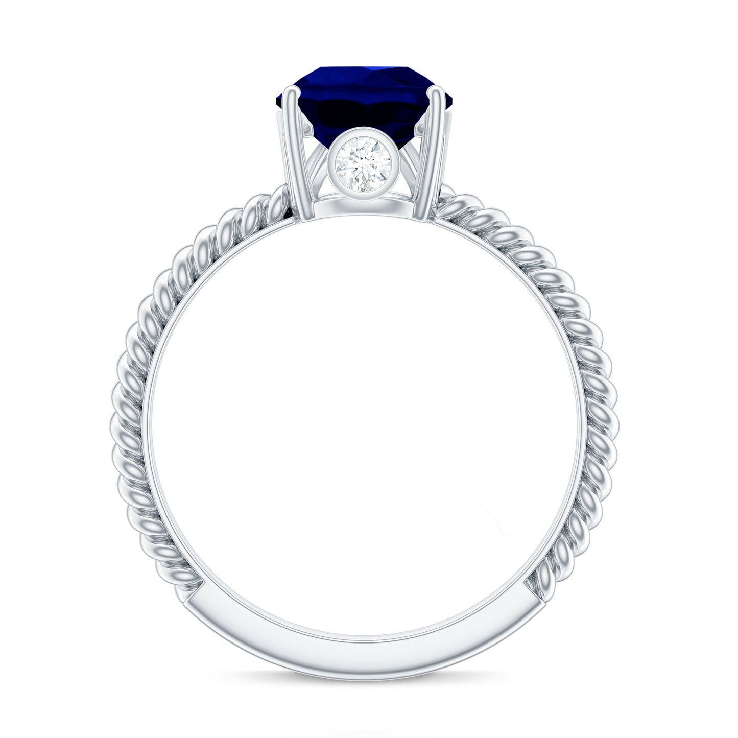 Certified 3.3 Carat Lab Grown Blue Sapphire Pear Shaped Engagement Ring