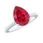 2.9 Carat Lab Created Ruby Teardrop Engagement Ring With Surprise Diamonds