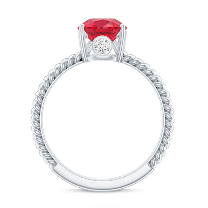 2.9 Carat Lab Created Ruby Teardrop Engagement Ring With Surprise Diamonds
