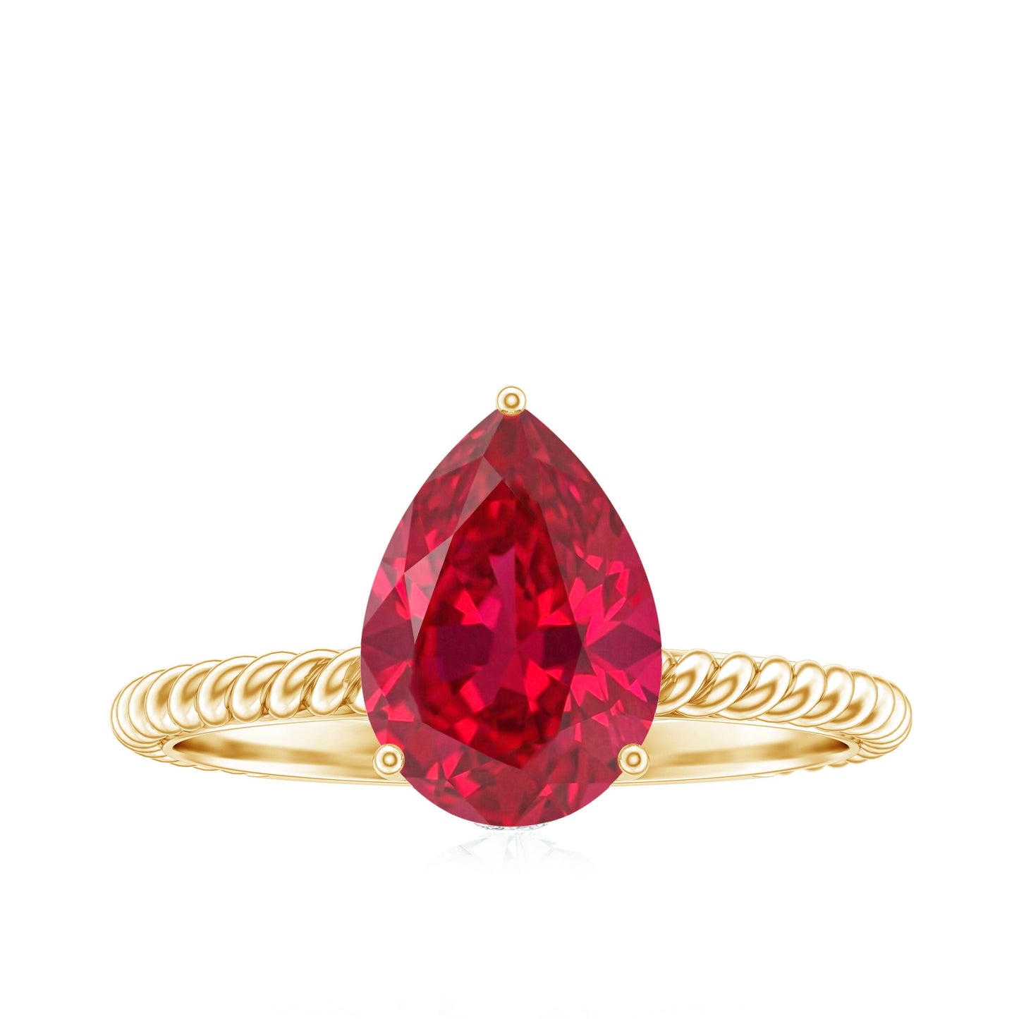 2.9 Carat Lab Created Ruby Teardrop Engagement Ring With Surprise Diamonds