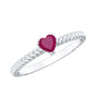 Real Half Carat Ruby Heart Promise Ring with Twisted Rope
