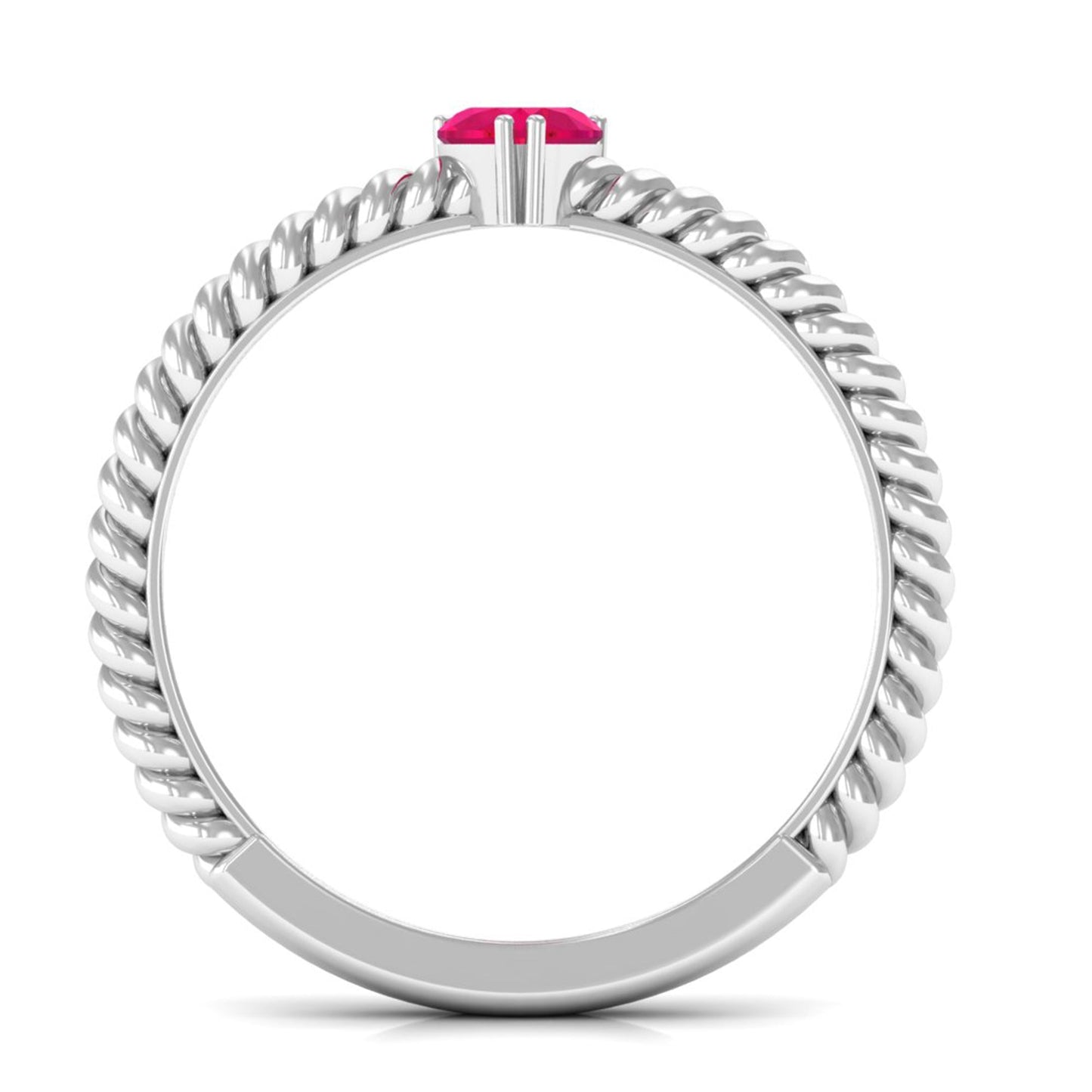 Real Half Carat Ruby Heart Promise Ring with Twisted Rope