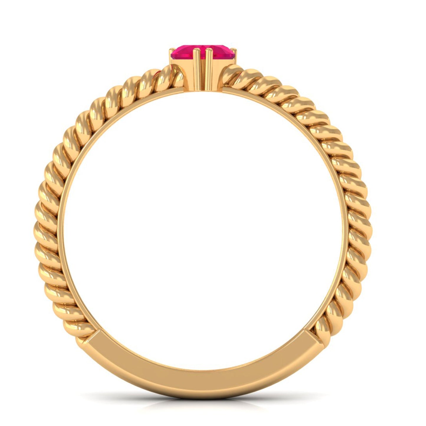 Real Half Carat Ruby Heart Promise Ring with Twisted Rope