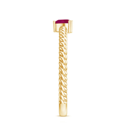 Real Half Carat Ruby Heart Promise Ring with Twisted Rope