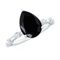 Pear Shape Black Onyx Solitaire Engagement Ring with Diamond