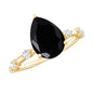 Pear Shape Black Onyx Solitaire Engagement Ring with Diamond